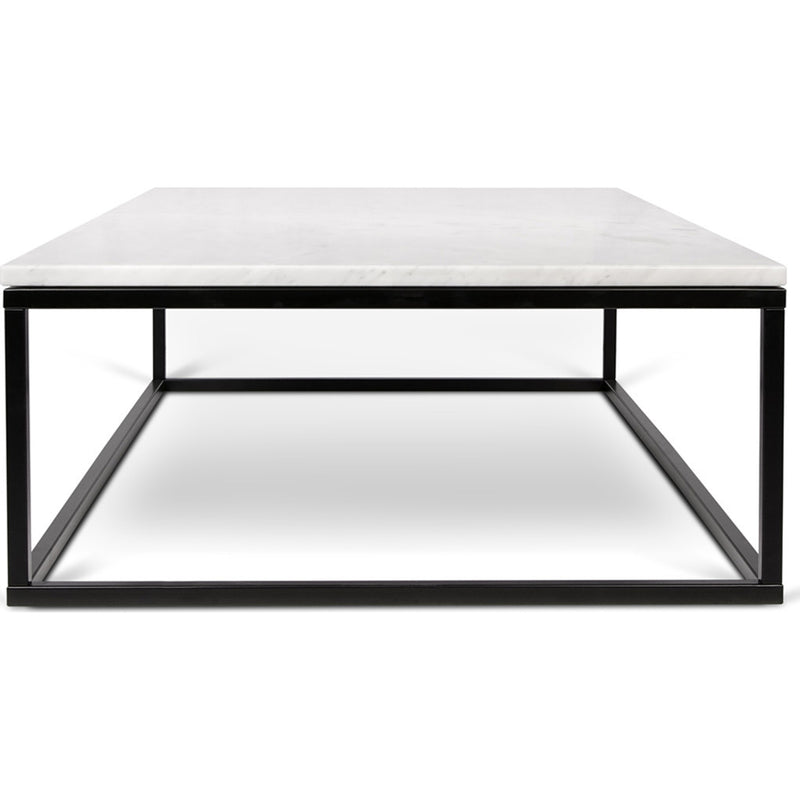 TemaHome Prairie 47X30 Marble Coffee Table | White Marble Top/Black Lacquered Steel Legs 059042-PRAIRIE47MAR