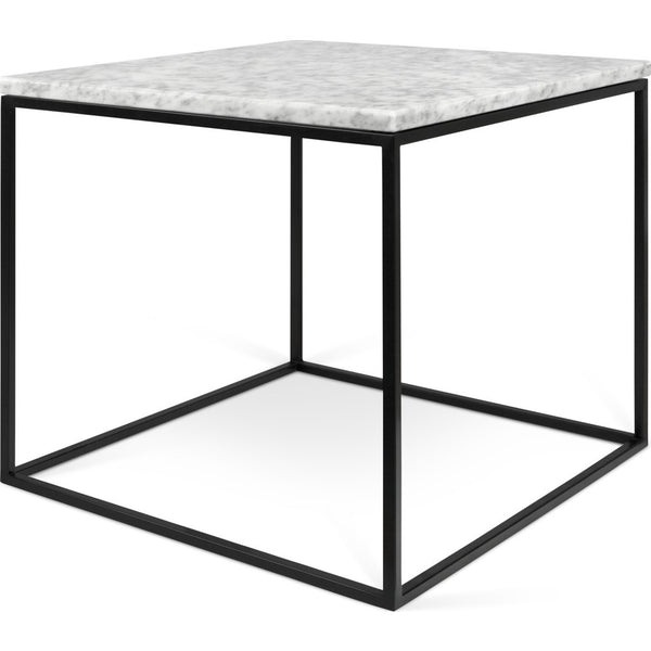 TemaHome Gleam 20x20 Marble Side Table | White Marble / Black Lacquered Steel 187042-GLEAM20MAR