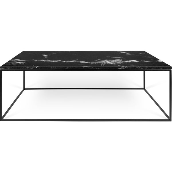 TemaHome Gleam 47x30 Marble Coffee Table | Black Marble / Black Lacquered Steel 187042-GLEAM47MAR