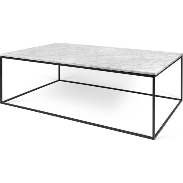 TemaHome Gleam 47x30 Marble Coffee Table | White Marble / Black Lacquered Steel 187042-GLEAM47MAR