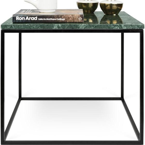 TemaHome Gleam 20x20 Marble Side Table | Green Marble / Black Lacquered Steel 187042-GLEAM20MAR