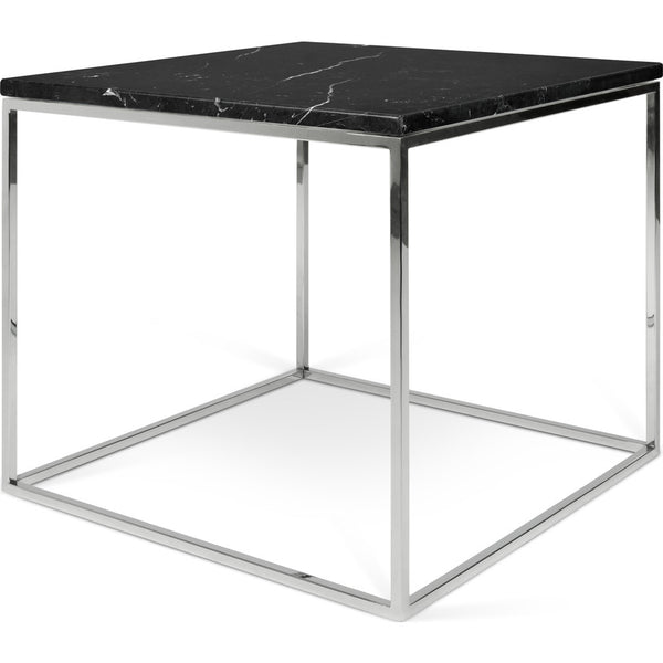 TemaHome Gleam 20x20 Marble Side Table | Black Marble / Chrome 187042-GLEAM20MAR