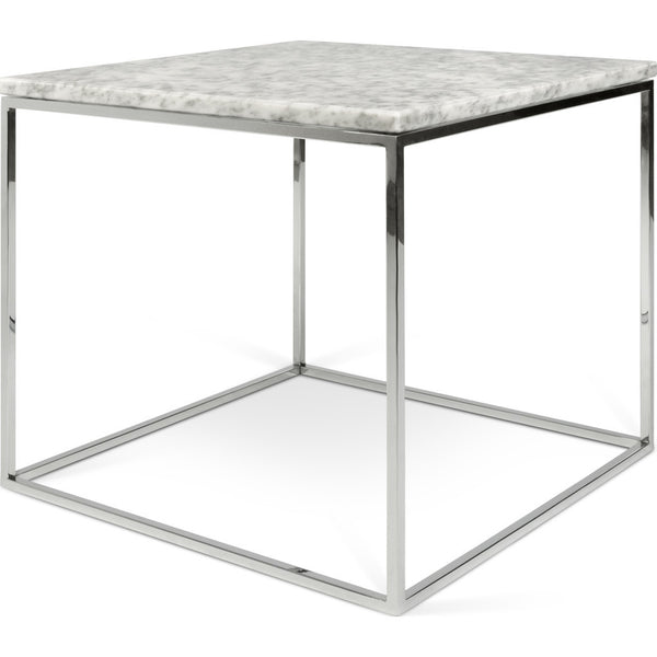 TemaHome Gleam 20x20 Marble Side Table | White Marble / Chrome 187042-GLEAM20MAR