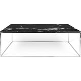 TemaHome Gleam 47x30 Marble Coffee Table | Black Marble / Chrome 187042-GLEAM47MAR