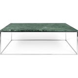 TemaHome Gleam 47x30 Marble Coffee Table | Green Marble / Chrome 187042-GLEAM47MAR