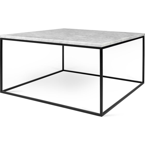TemaHome Gleam 30x30 Marble Coffee Table | White Marble / Black Lacquered Steel 187042-GLEAM30MAR