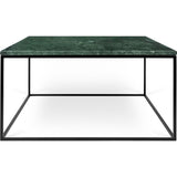 TemaHome Gleam 30x30 Marble Coffee Table | Green Marble / Black Lacquered Steel 187042-GLEAM30MAR
