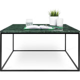 TemaHome Gleam 30x30 Marble Coffee Table | Green Marble / Black Lacquered Steel 187042-GLEAM30MAR