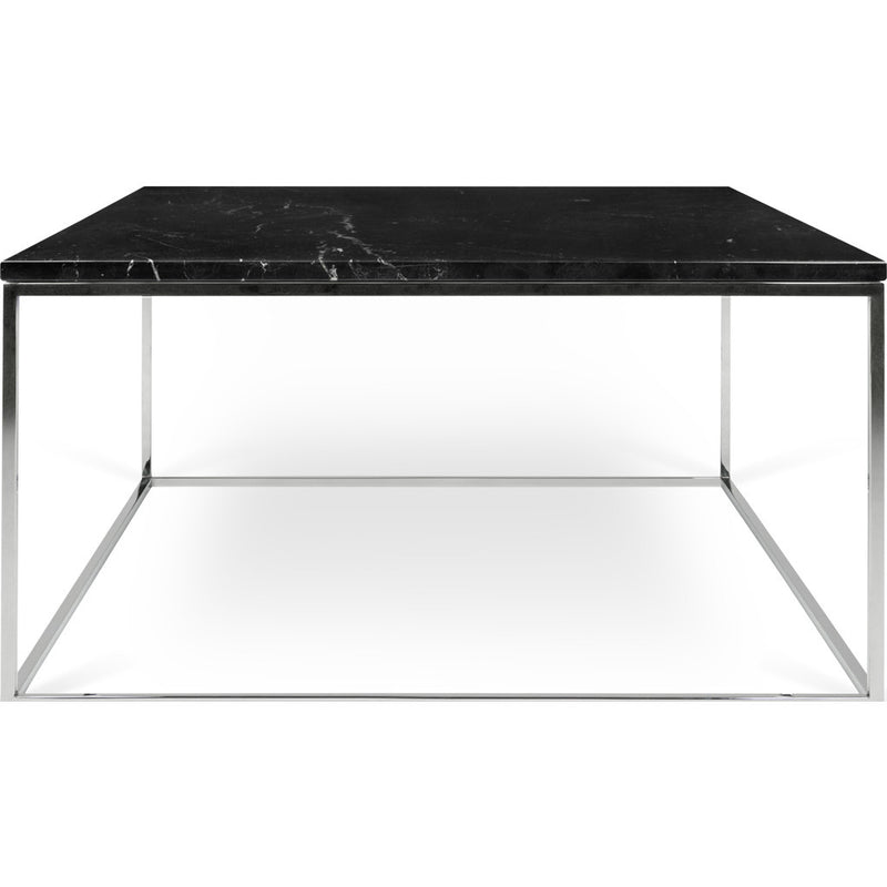 TemaHome Gleam 30x30 Marble Coffee Table | Black Marble / Chrome 187042-GLEAM30MAR