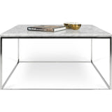 TemaHome Gleam 30x30 Marble Coffee Table | White Marble / Chrome 187042-GLEAM30MAR