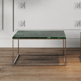 TemaHome Gleam 30x30 Marble Coffee Table | Green Marble / Chrome 187042-GLEAM30MAR