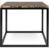 TemaHome Prairie 20 X 20" Marble End Table | Brown Marble Top/Black Lacquered Steel Legs 9500.626258