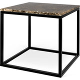 TemaHome Prairie 20 X 20" Marble End Table | Brown Marble Top/Black Lacquered Steel Legs 9500.626258