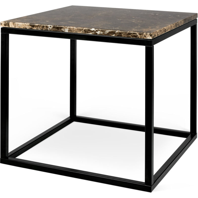 TemaHome Prairie 20 X 20" Marble End Table | Brown Marble Top/Black Lacquered Steel Legs 9500.626258
