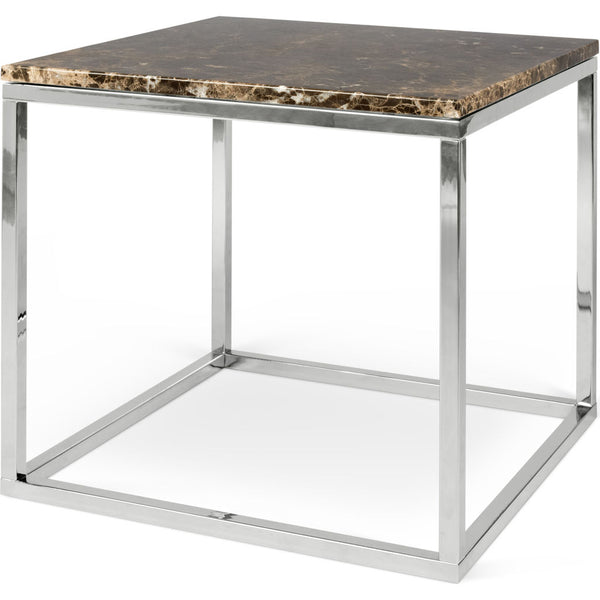 TemaHome Prairie 20 X 20" Marble End Table | Brown Marble Top/Chrome Legs 9500.626265
