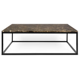 TemaHome Prairie 47 X 30" Marble Coffee Table | Brown Marble Top/Black Lacquered Steel Legs 9500.626272