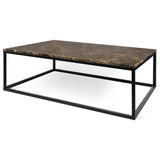 TemaHome Prairie 47 X 30" Marble Coffee Table | Brown Marble Top/Black Lacquered Steel Legs 9500.626272