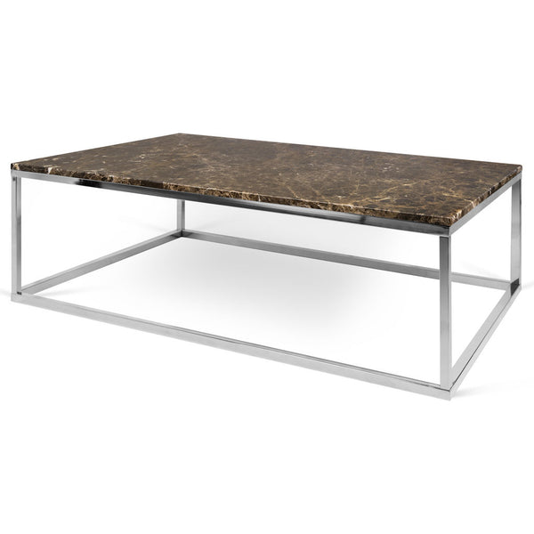 TemaHome Prairie 47 X 30" Marble Coffee Table | Brown Marble Top/Chrome Legs 9500.626289