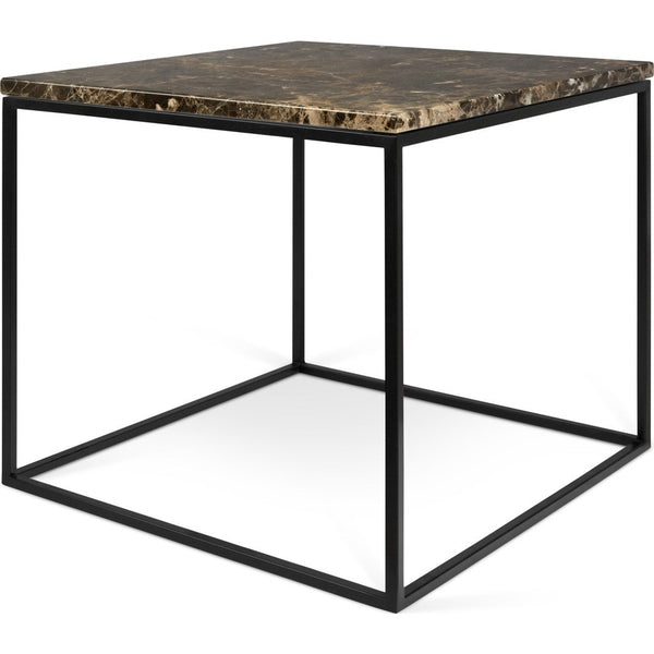 TemaHome Gleam 20x20 Marble Side Table | Brown Marble / Black Lacquered Steel 187042-GLEAM20MAR