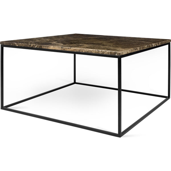 TemaHome Gleam 30x30 Marble Coffee Table | Brown Marble / Black Lacquered Steel 187042-GLEAM30MAR