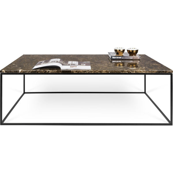 TemaHome Gleam 47x30 Marble Coffee Table | Brown Marble / Black Lacquered Steel 187042-GLEAM47MAR