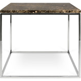 TemaHome Gleam 20x20 Marble Side Table | Brown Marble / Chrome 187042-GLEAM20MAR