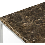 TemaHome Gleam 20x20 Marble Side Table | Brown Marble / Chrome 187042-GLEAM20MAR