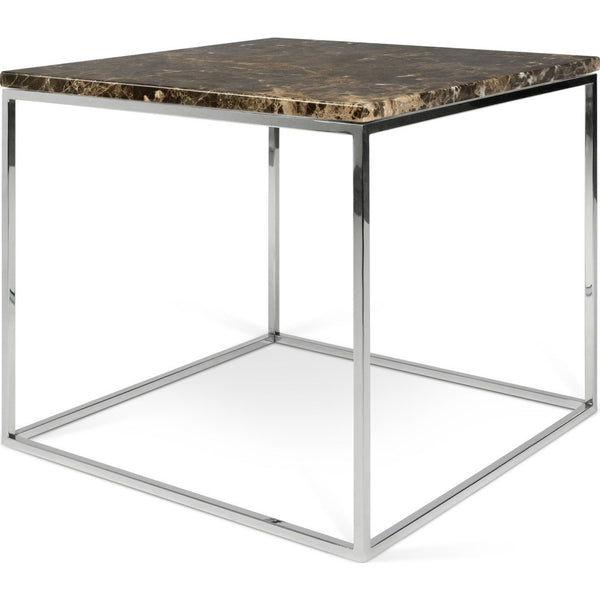 TemaHome Gleam 20x20 Marble Side Table | Brown Marble / Chrome 187042-GLEAM20MAR