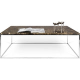 TemaHome Gleam 47x30 Marble Coffee Table | Brown Marble / Chrome 187042-GLEAM47MAR