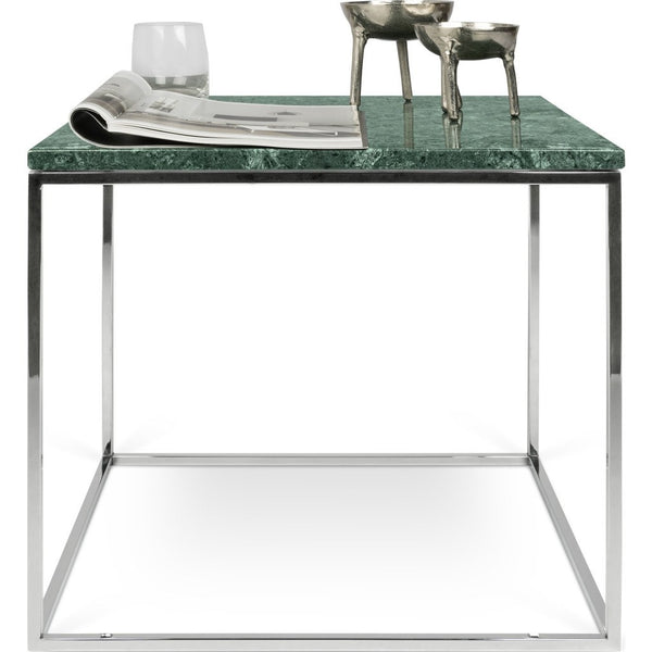 TemaHome Gleam 20x20 Marble Side Table | Green Marble / Chrome 187042-GLEAM20MAR