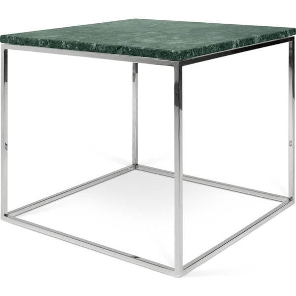 TemaHome Gleam 20x20 Marble Side Table | Green Marble / Chrome 187042-GLEAM20MAR