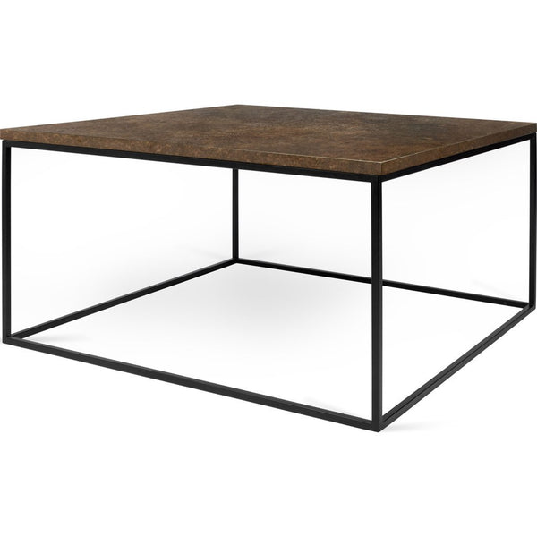TemaHome Gleam 30x30 Coffee Table | Rusty Look / Black Lacquered Steel 187042-GLEAM30