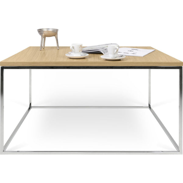 TemaHome Gleam 30x30 Coffee Table | Oak / Chrome 187042-GLEAM30