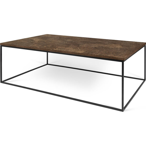 TemaHome Gleam 47x30 Coffee Table | Rusty Look / Black Lacquered Steel 187042-GLEAM47