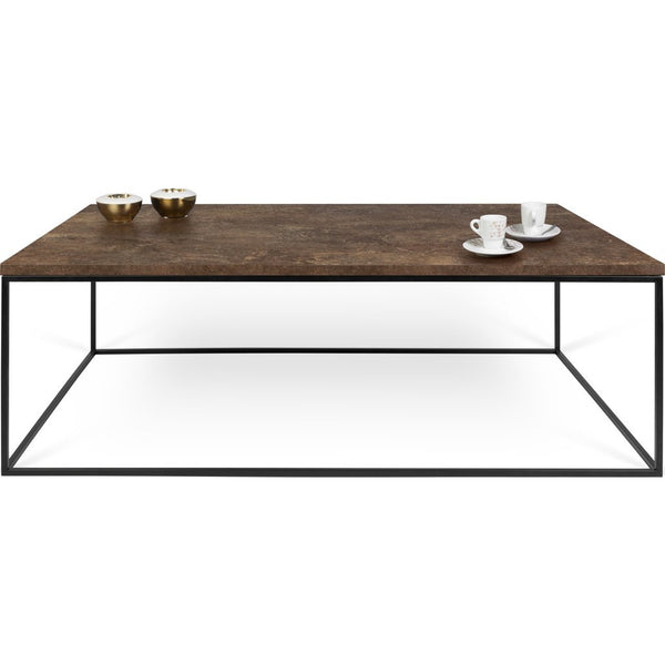 TemaHome Gleam 47x30 Coffee Table | Rusty Look / Black Lacquered Steel 187042-GLEAM47