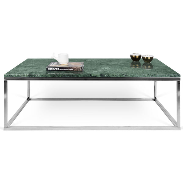 TemaHome Prairie 47 X 30" Marble Coffee Table | Green Marble Top/Chrome Legs 9500.626685