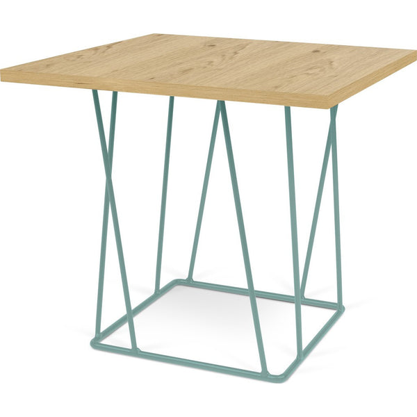 TemaHome Helix 20x20 Side Table | Oak / Sea Green Lacquered Steel 189043-HELIX20