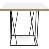 TemaHome Helix 20"x20" Side Table | Pure White & Plywood / Black Lacquered Steel