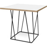 TemaHome Helix 20x20 Side Table | Pure White & Plywood / Black Lacquered Steel 189043-HELIX20