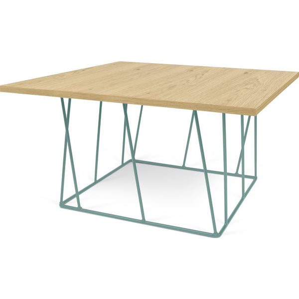 TemaHome Helix 30x30 Coffee Table | Oak / Sea Green Lacquered Steel 189042-HELIX30