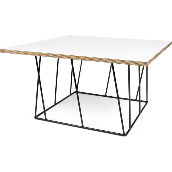 TemaHome Helix 30x30 Coffee Table | Pure White & Plywood / Black Lacquered Steel 189042-HELIX30