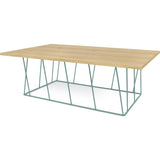 TemaHome Helix 47x30 Coffee Table | Oak / Sea Green Lacquered Steel 189042-HELIX47
