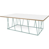 TemaHome Helix 47x30 Coffee Table | Pure White & Plywood / Sea Green Lacquered Steel 189042-HELIX47