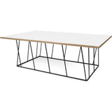 TemaHome Helix 47x30 Coffee Table | Pure White & Plywood / Black Lacquered Steel 189042-HELIX47
