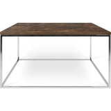 TemaHome Gleam 30x30 Coffee Table | Rusty Look / Chrome 187042-GLEAM30