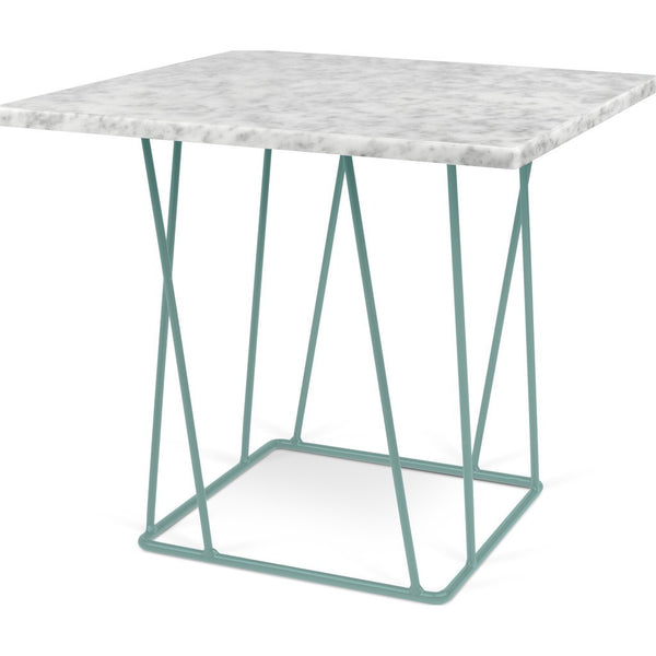 TemaHome Helix 20x20 Marble Side Table | White Marble / Sea Green Lacquered Steel 189043-HELIX20MAR