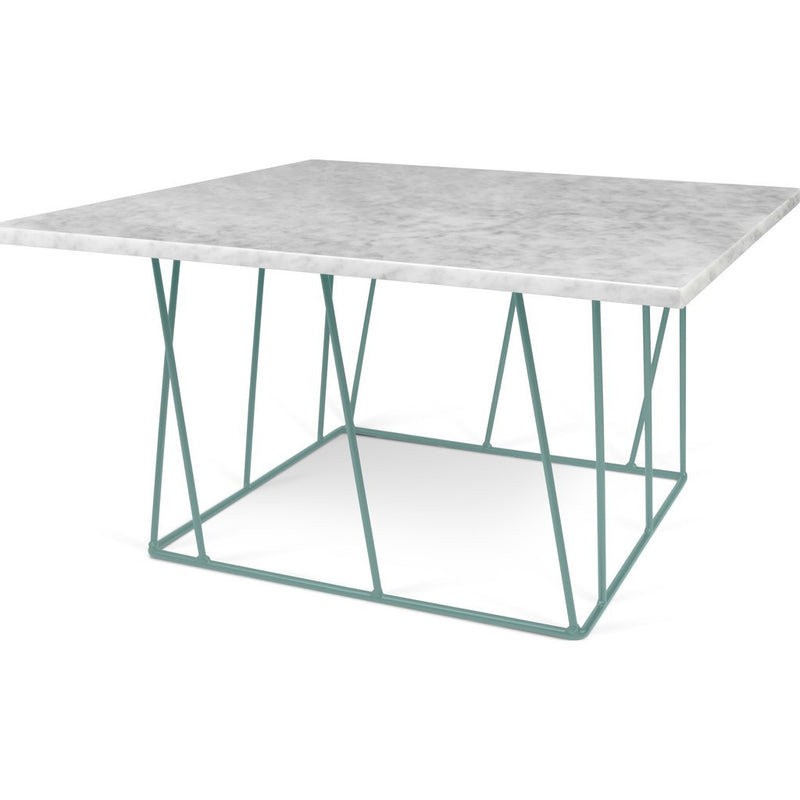 TemaHome Helix 30x30 Marble Coffee Table | White Marble / Sea Green Lacquered Steel 189042-HELIX30MAR