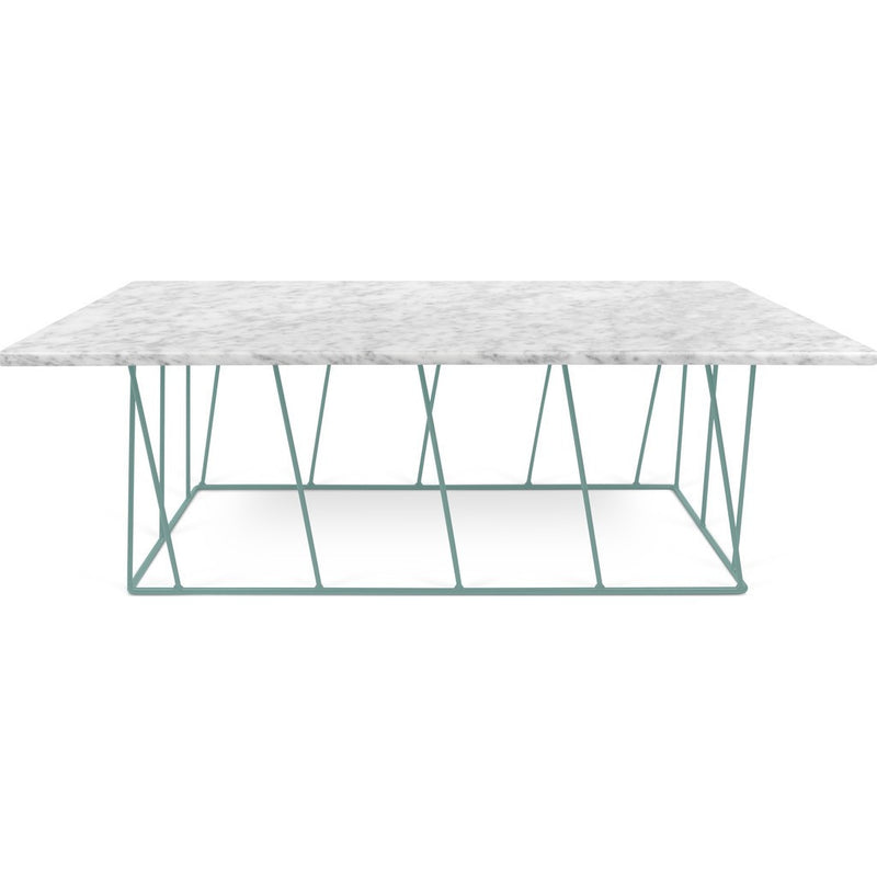 TemaHome Helix 47x30 Marble Coffee Table | White Marble / Sea Green Lacquered Steel 189042-HELIX47MAR