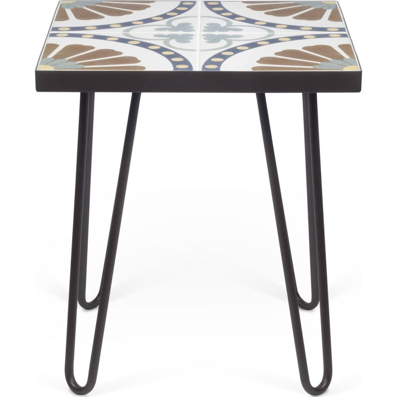 TemaHome Dalle End Table | Tile on MDF with Dark Grey Steel Legs 203043-DALLE