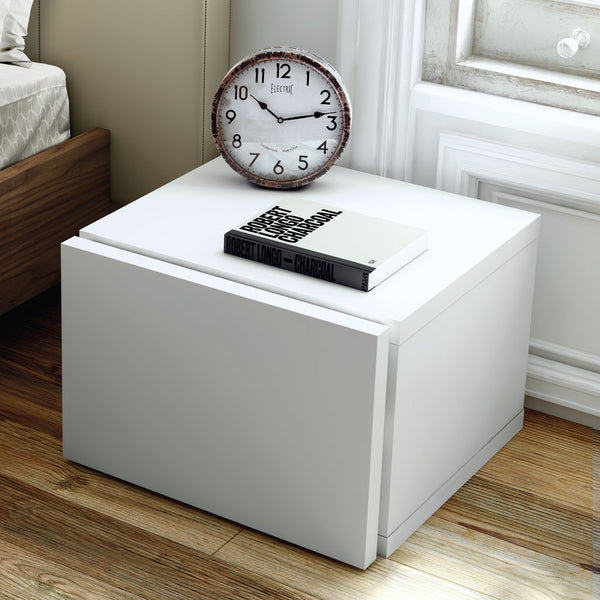TemaHome Float Single Drawer Night Stand | High Gloss White 9000.759536
